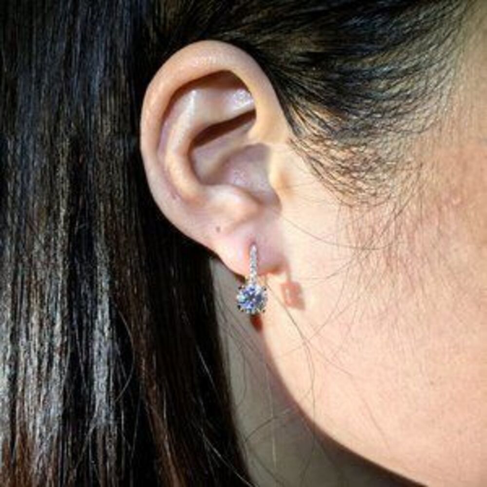 18K White/Rose Gold Diamond Drop Earrings